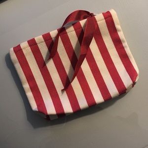 Striped cosmetic bag